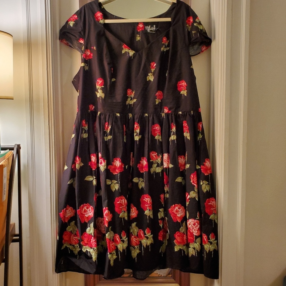 Party dress-black with roses